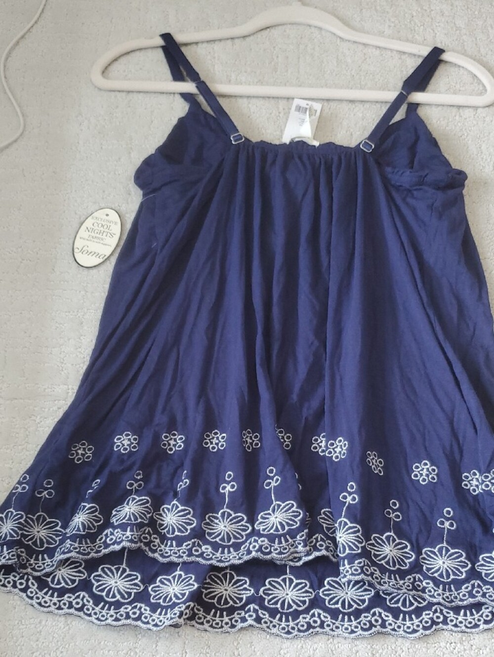 Soma Navy Blue Embroidered Spaghetti Strap Tank - Picture 3 of 3